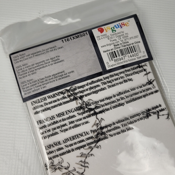 Disguise Diceptions Stitched White Pantyhouse Adult Fits Up to Size 14 - Picture 3 of 6